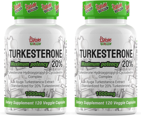 Psycho Pharma Turkesterone 20% - 2 x 120 Capsule Bottles   TWINPACK