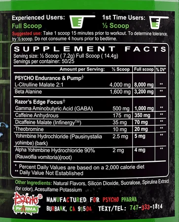 Psycho Pharma Edge of Insanity Pre Workout  Cherry Bomb - 25 Servings