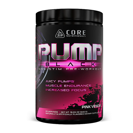 Core Nutritionals PUMP BLACK Stim Free Pre-Workout  Pink Venom (Pink Lemonade) - 20/40 Servings