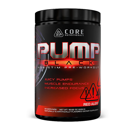 Core Nutritionals PUMP BLACK Stim Free Pre-Workout  Red Alert (Tropical Punch) - 20/40 Servings