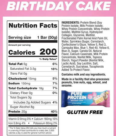 Pure Protein Bars Birthday Cake  - 6 Bars