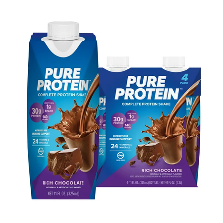 Pure Protein Shake 30g Complete Protein 11 oz.  Rich Chocolate - 12-Pack
