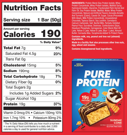 Pure Protein Bars Sundae Cone  - 6 Bars