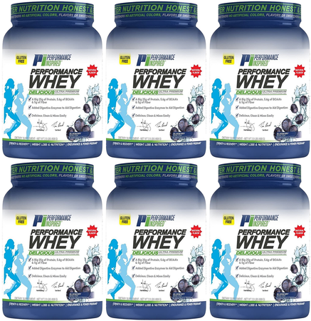 - Performance Inspired Nutrition WHEY Protein  Blueberry- 12 lb (6 x 2 Lb) (Whey Isolate/Concentrate blend) 6 PACK