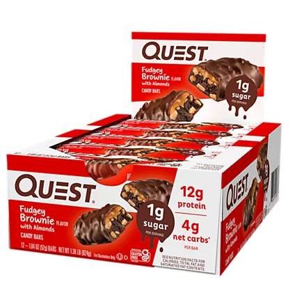 Quest Candy Bars Fudgey Brownie w/Almonds - 12 Bars