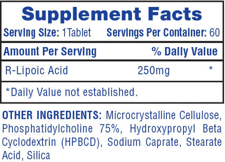 Hi Tech Pharmaceuticals R-ALA R-Lipoic Acid 250 Mg - 2 x 60 Tablet Bottles TWINPACK