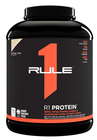 - Rule 1 R1 Protein Whey Isolate Birthday Cake  - 4.99 Lb (73 Servings)