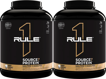 -Rule 1 Source 7 Multi-Source Protein Blend Salted Caramel - 116 Servings/9.98 Lb  (2 x 4.99Lb/58 Serv. Btls) TWINPACK  *Expiration date 1/26