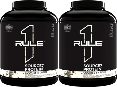 -Rule 1 Source 7 Multi-Source Protein Blend Cookies & Cream - 114 Servings/10 Lb (2 x 5Lb/57 Serv. Btls) TWINPACK