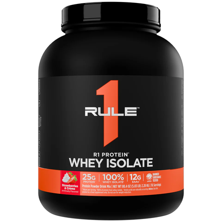 Rule 1 R1 Protein Whey Isolate Strawberries & Creme - 5 Lb (76 Servings)