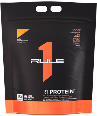 - Rule 1 R1 Isolate Whey Protein Salted Caramel  - 151 Servings (9.99 Lb) *Expiration date 12/25