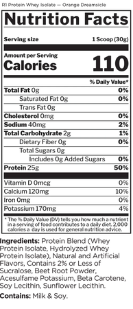 Rule 1 R1 Protein Whey Isolate Orange Dreamsicle - 1.98 Lb (30 Servings)