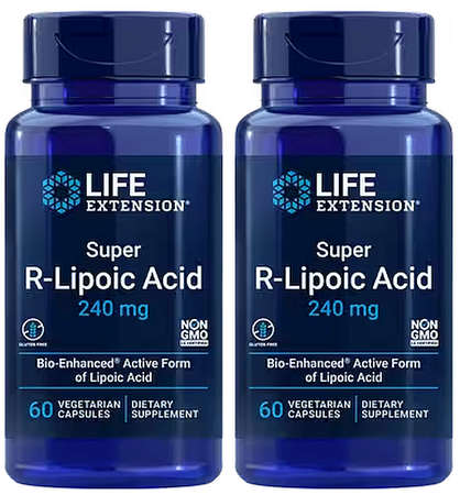 Life Extension Super R-Lipoic Acid  240 Mg - 2 x 60 Cap Btls  TWINPACK