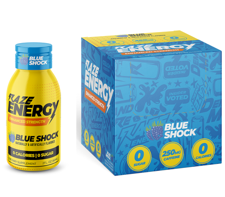 RAZE Energy Shots w/250mg Caffeine  Blue Shock - 12 Bottles