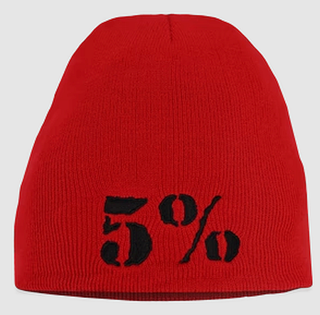 5% Nutrition Beanie Red With Black Lettering - Hat