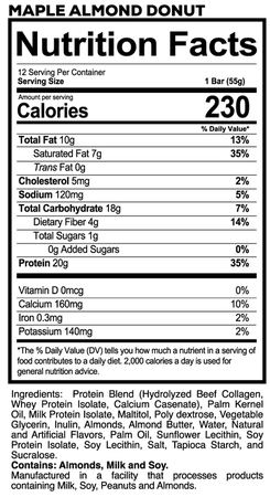 Redcon1 MRE Bar  Maple Almond Donut - 12 Bars