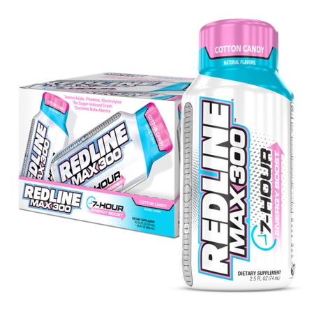 Redline Max 300 7-Hour Energy 2.5oz Cotton Candy -  12 Btls *Expiration date 5/23