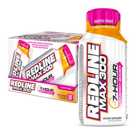Redline Max 300 7-Hour Energy 2.5oz Exotic Fruit - 12 Btls