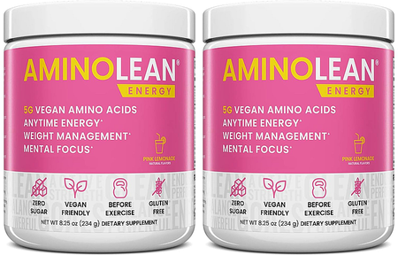RSP Nutrition AminoLean Energy  Pre Workout - Natural Amino Energy  Pink Lemonade - 60 Servings (2 x 30 Serv. Btls) TWINPACK