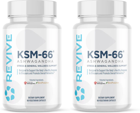 Revive Ashwagandha KSM-66 - 2 x 60 Capsule Bottles TWINPACK