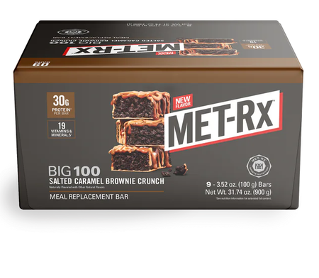 Met-Rx Big 100 Bar Salted Caramel Brownie Crunch - 9 Bars