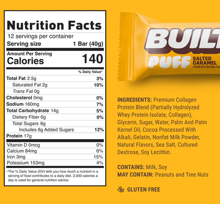 Built Puff Protein Bar Salted Caramel - 12 Bars