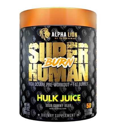 Alpha Lion SuperHuman BURN - 2 in 1 Fat Burning Pre Workout  Hulk Juice - 50 Scoops