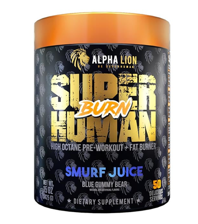 Alpha Lion SuperHuman BURN - 2 in 1 Fat Burning Pre Workout  Smurf Juice - 50 Scoops