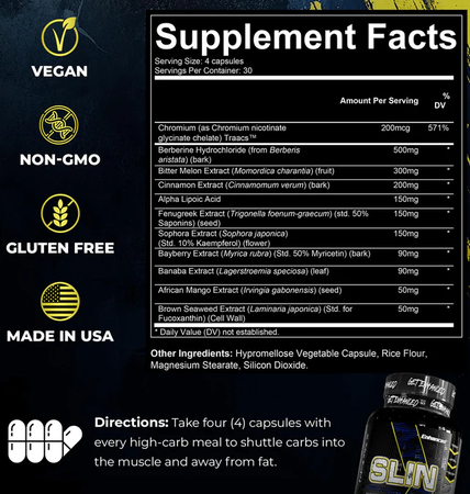 Enhanced SLIN Glucose Disposal (Carbs into Muscle) - 2 x 120 Capsule Bottles TWINPACK