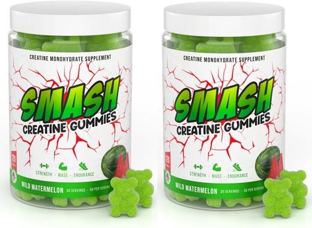 Smash Creatine Gummies  Watermelon - 2 x 30 Serving Btls  TWINPACK