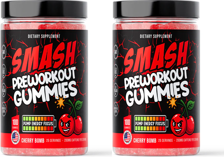 Smash Preworkout Gummies  Cherry - 2 x 25 Serving Bottles  TWINPACK