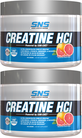 SNS Serious Nutrition Solutions Creatine HCI Powder (Powered by CON-CRET) Pink Grapefruit - 300 Servings (2 x 150 Serving Bottles) TWINPACK