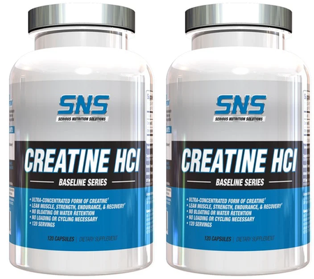 SNS Serious Nutrition Solutions Creatine HCL 750 Mg Capsules - 2 x 120 Cap Btls TWINPACK