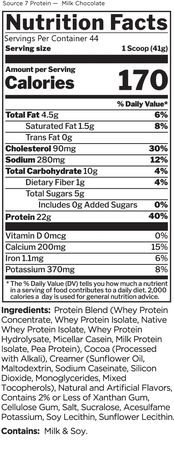 Rule 1 Source 7 Multi-Source Protein Blend  Milk Chocolate - 44 Servings (3.98 Lb)