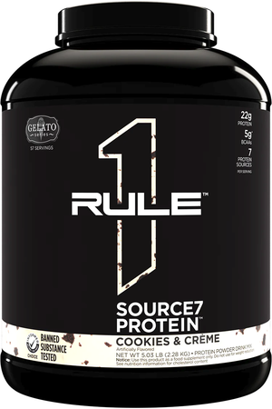 Rule 1 R1 Source7 Multi-Source Protein Blend  Cookies & Cream Gelato - 5 Lb 57 Servings