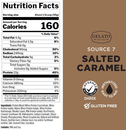 -Rule 1 Source 7 Multi-Source Protein Blend Salted Caramel - 116 Servings/9.98 Lb  (2 x 4.99Lb/58 Serv. Btls) TWINPACK  *Expiration date 2/26