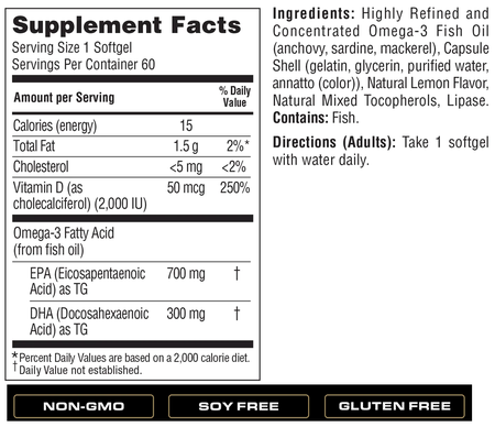 Spoken Nutrition High EPA Fish + Vitamin D (NSF Certified for Sport) - 60 Servings