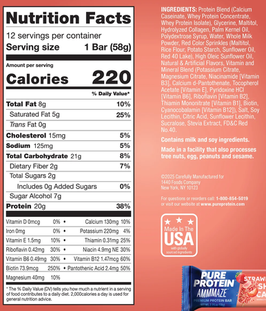 Pure Protein AMMMAZE Bars  Strawberry Shortcake - 12 Bars