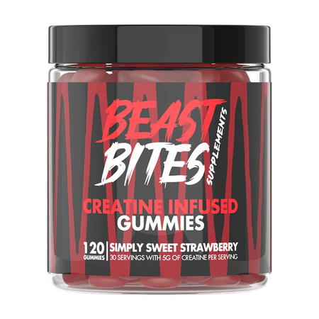 Beast Bites Creatine Infused Gummies  Simply Sweet Strawberry  - 30 Servings