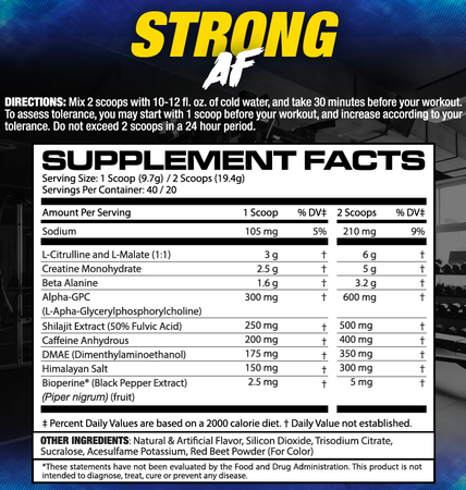 MHP Strong AF Pre-Workout  Sour Candy - 40/20 Servings