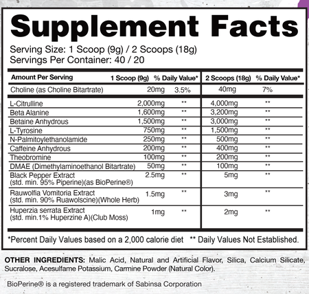 Gaspari Nutrition SuperPump Aggression Lights Out Lemon - 40/20 Servings