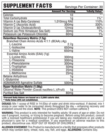 GCode Nutrition RISE Aminos Bcaa/Eaa's w/Glutamine  Grindin Grape - 30 Servings