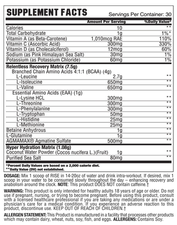 GCode Nutrition RISE Aminos Bcaa/Eaa's w/Glutamine & Agmatine  Lemonade - 30 Servings