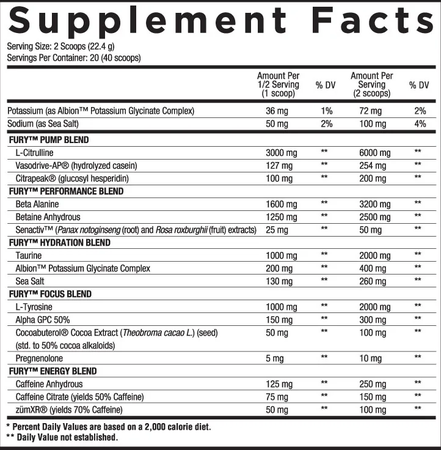 Core Nutritionals FURY V2 Pre-Workout Fun Sweets Cotton Orange Cream - 20/40 Servings