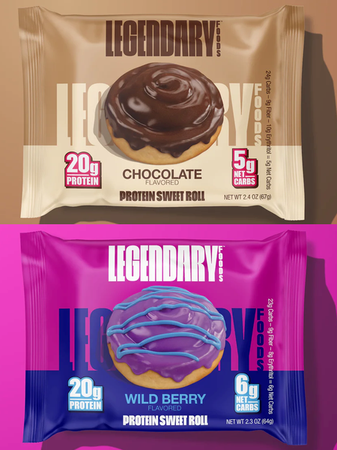 Legendary Foods Protein Sweet Rolls  Chocolate + Wild Berry - 4 Each (8 Pack)  Combo Pack
