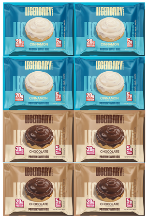 Legendary Foods Protein Sweet Rolls  Cinnamon + Chocolate - 4 Each (8 Pack)  Combo Pack