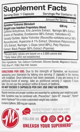 Metabolic Nutrition Synedrex - 2 x 60 Capsule Bottles TWINPACK
