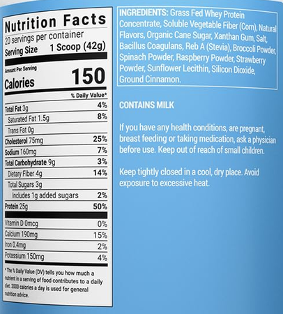 RSP TrueFit Grass-Fed Whey Protein Powder  Vanilla - 20 Servings (1.85 Lb)