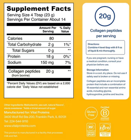 Vital Proteins Collagen Peptides  Vanilla - 14 Servings