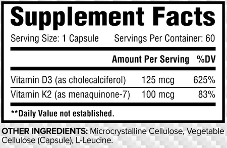 Core Nutritionals Vitamin D3+K2 - 60 Capsules